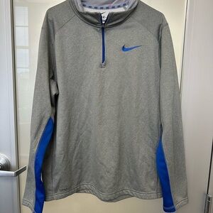 Nike Therma-Fit Mens L Quarter Zip Pullover Gray & Blue